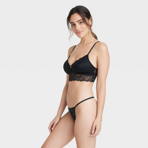 Women's Lace And Mesh String Thong - Auden™ Black L : Target