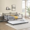 Daybed with Trundle, Twin Size Day Bed with 6 Wheels,Heavy Duty Metal Slats, Art Sweet Heart Design,Guest Pull Out Sofa Bed for Living Room, Bedroom - 2 of 4