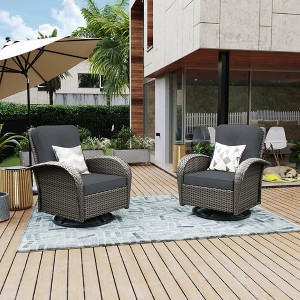 2-Piece Set Outdoor PE Rattan Rocking Chair with Cushions - 1 of 4