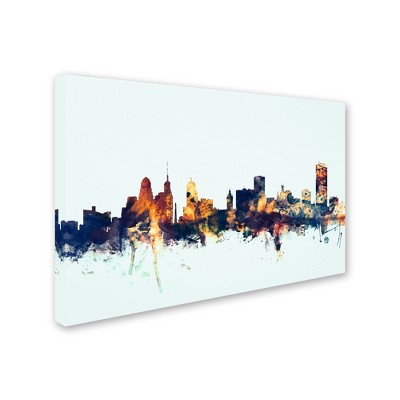 Trademark Fine Art -Michael Tompsett 'Buffalo New York Skyline Blue' Canvas Art