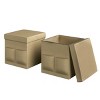 Hasting Home Set of 2 Folding Ottomans with Storage Pockets - image 2 of 4