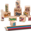 Melissa & Doug Stamp-a-Scene Stamp Set: Rain Forest - 20 Wooden Stamps, 5 Colored Pencils, and 2-Color Stamp Pad - image 3 of 4