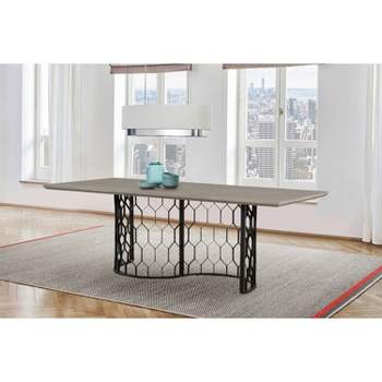 Rectangular Solange Concrete/Metal Dining Table Gray - Armen Living
