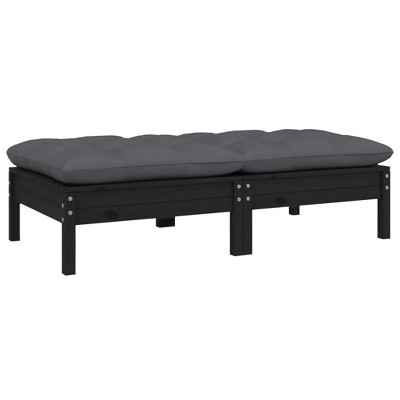 vidaXL 2-Seater Patio Sofa - Outdoor Relaxation Furniture with Cushions, Flexible Modular Design, Made from Solid Pinewood, Black