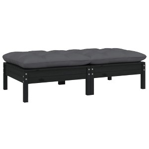 vidaXL 2-Seater Patio Sofa - Outdoor Relaxation Furniture with Cushions, Flexible Modular Design, Made from Solid Pinewood, Black - 1 of 4