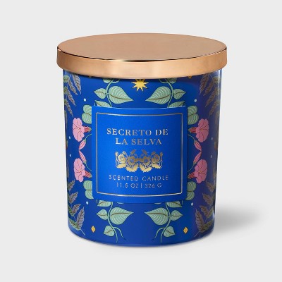 Glass Secreto De La Selva Jar Candle Blue 11.5oz