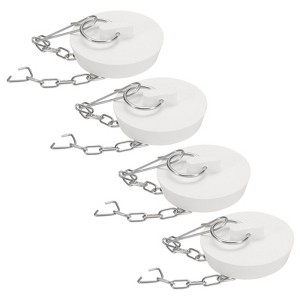 Unique Bargains Rubber Stainless Steel Beaded Chain with Pull Ring Drain Stoppers 4 Pcs - 1 of 4