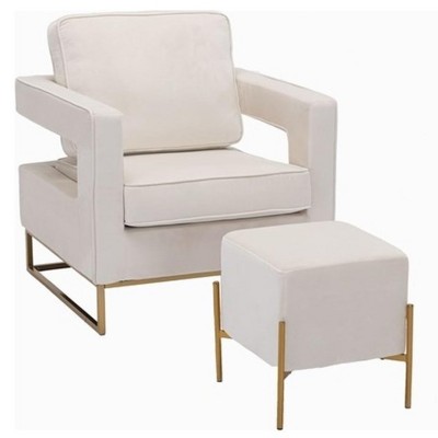 Carolina Living Larenta Upholstered Chair and Footrest - Cream