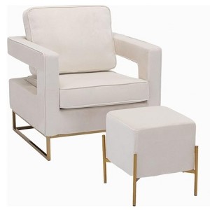 Carolina Living Larenta Upholstered Chair and Footrest - Cream - 1 of 4