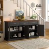 Okak Farmhouse Sideboard Buffet Cabinet with Storage, Fluted Wood Kitchen Console Table with 4 Doors & 3 Drawers for Dining Room Entryway - 3 of 4