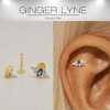 Blue Marquise CZ Flat Back Earrings for Cartilage or Lobe 16g Gold Plated Sterling Silver 1 pair by Ginger Lyne - 2 of 4