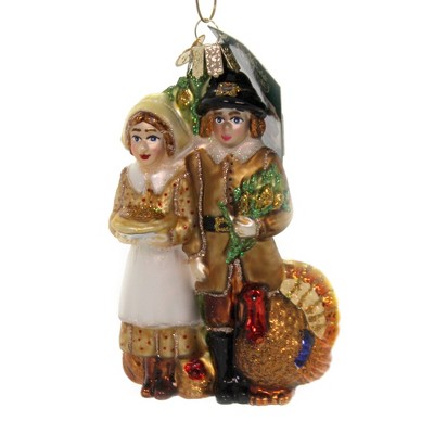 Old World Christmas 4.75" Pilgrim Thanksgiving Ornament Autumn Feast Turkey  -  Tree Ornaments