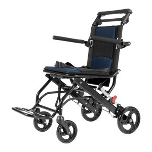 VEVOR Wheelchair,Aluminum Alloy Ultra-Lightweight Transport Chair for Adults, Foldable Wheelchair with Flip-Back Desk-Length Arms,Self-locking Brake - 1 of 4