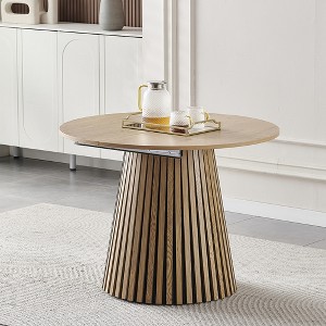 Racxily Wooden Dining Table, Extendable Oval Design and Slatted Table Legs, Tea Table or Office Desk - 1 of 4
