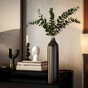 Metal Decorative Vase - Glam Aluminum Flower Holder for Home, Office, Bedroom, and Living Room - Modern Accent Piece for Floral Arrangements - 1 of 4