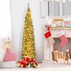 Tangkula 5/6/7/8/9FT Artificial Christmas Tree Pre-lit Pencil Xmas Tree with 296/390/499/591/699 Branch Tips 150/180/200/300/400 Warm White LED Lights - 2 of 4