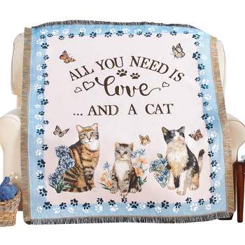 Collections Etc All You Need Is Love And A Cat Tapestry Throw Blanket THROW