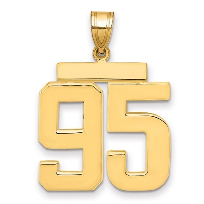 Black Bow Jewelry 14k Yellow Gold, Athletic Collection, Large Polished Number 95 Pendant