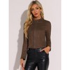 Allegra K Women's Faux Suede Stand Collar Zip Up Long Sleeve Moto Biker Jacket - 2 of 4