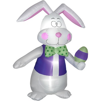 Gemmy Airblown Inflatable White Bowtie Bunny w/Vest, 7 ft Tall, White