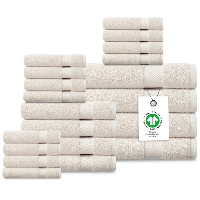 Delara Organic Cotton Luxuriously Plush Bath Towel Set, GOTS & Oeko-TEX Certified, Soft, Quick Dry & Ultra-Absorbent