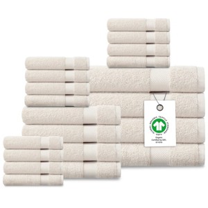 Delara Organic Cotton Luxuriously Plush Bath Towel Set, GOTS & Oeko-TEX Certified, Soft, Quick Dry & Ultra-Absorbent - 1 of 4