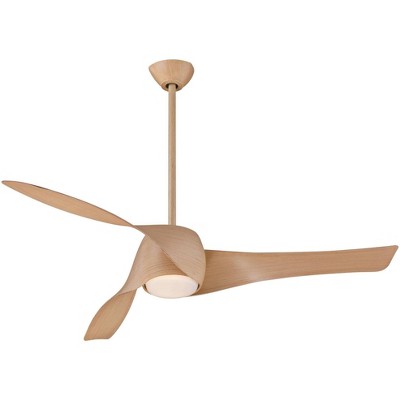 58" Minka Aire Modern Indoor Ceiling Fan with LED Light Remote Control Maple Opal Glass for Living Room Kitchen Bedroom Family