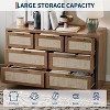 7-Drawer Rattan Dresser - Boho Bedroom Storage - Caramel Oak Finish - 53"W Clothes Organizer & TV Stand - 3 of 4