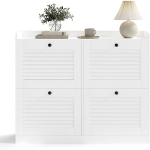 Large Shoe Storage Cabinet with 4 Flip Drawers, Narrow Shoe Cabinet for Entryway with Wooden Legs, Freestanding Hidden Shoe Rack Organizer - 1 of 4