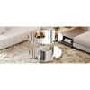 31.5" Mirror Coffee Table with Double-Tier Fluted Glass and Round Design with Sturdy Cylinder Frame and Light Luxury Style - 4 of 4