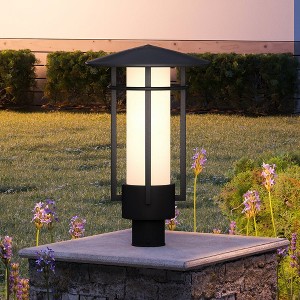 Urban Ambiance Luxury Mid-Century Modern Outdoor Post Light 17.125''H x 11.125''W,  Midnight Black Finish,  Riverside Collection, UHP1313 - 1 of 4