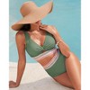 Women Embroidered Cuff Bikini Sets Highwaist Bathing Suits Wide Strap Twist Front V Neck Swimsuits 2 Piece Cutout Swimsuits - 3 of 4