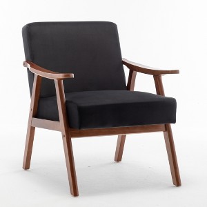 TIRAMISUBEST Mid-Century Modern Wingback Chair, Solid Wood Frame with Extra-Thick Backrest, Accent Chair for Bedroom, Living Room, Lounge Indoor - 1 of 4