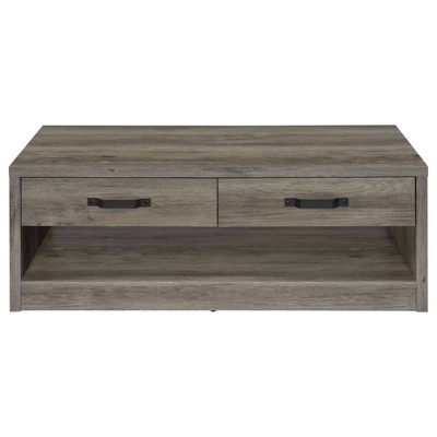 Rustic Gray Driftwood Rectangular Coffee Table with Storage