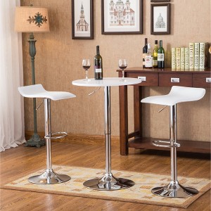 3-Piece Bar Height Dining Set with Round Table and 2 Chrome Air Lift Adjustable Swivel Stools - 1 of 4