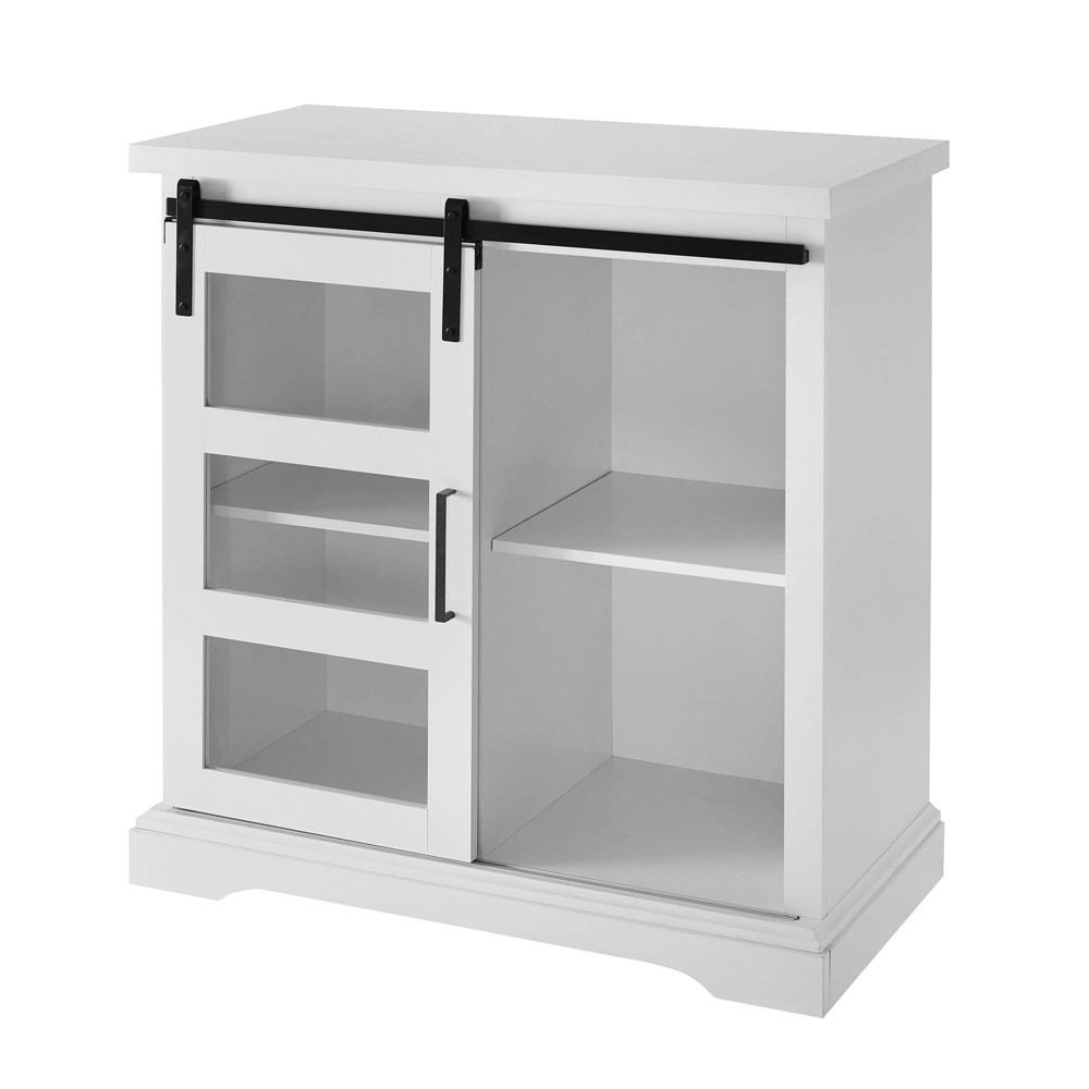 Photos - Wardrobe Tertia Transitional Accent Cabinet with Sliding Glass Door Solid White - S