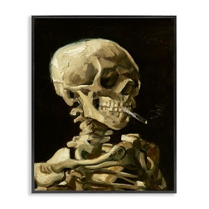 Stupell Industries Skull with Burning Cigarette Framed Giclee Art, Black, 16" x 20" - 1 of 4
