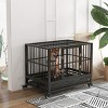 36" Heavy Duty Metal Dog Crate with Lockable Wheels,Double Door And Removable Tray,Indoor Kennel Cage for Medium Dogs–LAOTIES - 2 of 4