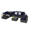 6-Piece Outdoor Patio Wicker Sectional Sofa Set with Corner Table & Glass Top Table - 4 of 4
