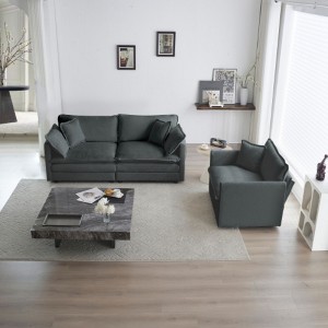 Stylish Chenille Living Room Set: 2-Seater and Chair - 1 of 4