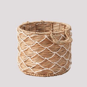 JANSNO 18" Round Handwoven Decorative Storage Basket for Towels, Toys, Magazines, and Home Essentials, Natural - 1 of 4