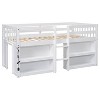 Sapphtopaz Twin Size Low Loft Bed with 2-Tier Shelves,Kids Loft Bed Frame with High Guardrail & Ladder,Space-Saving Beds with LED for Boys&Girls - 4 of 4