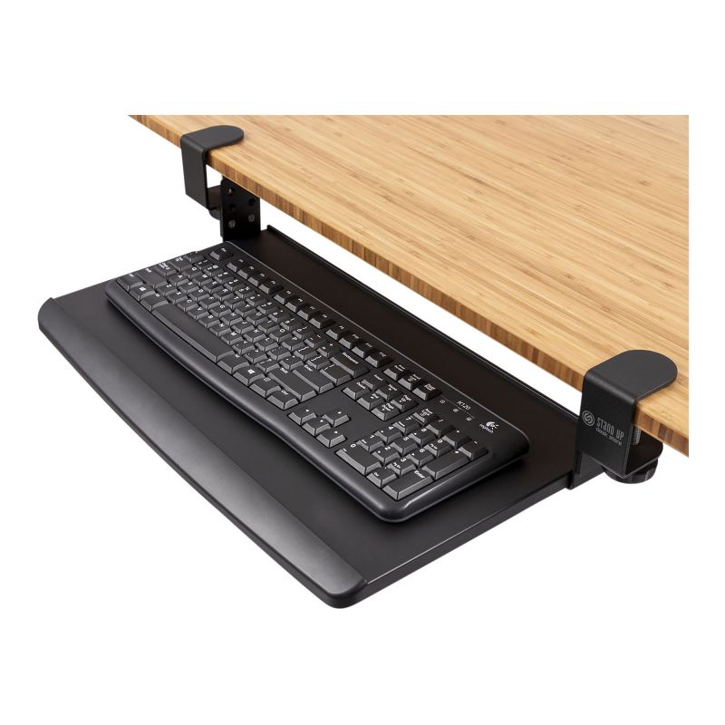Stand Up Desk Store Clamp-On Retractable Adjustable Keyboard Tray / Under Desk Keyboard Tray | Increase Comfort And Usable Desk Space | For Desks Up To 1.5", 1 of 5
