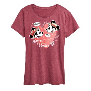 Women's - Disney - Minnie and Mickey Mouse in Venice France Short Sleeve Graphic T-Shirt - 1 of 4