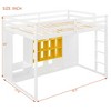 Twin/Full Size Wood Loft Bed with Wardrobe, Colorful Shelves & Cabinet, Reversible Staircase - ModernLuxe - 3 of 4