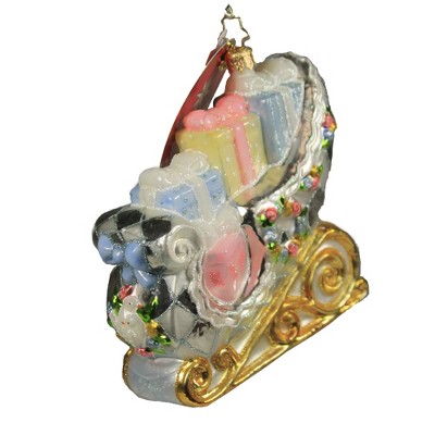 Christopher Radko 4.5" Wedding Day Sleigh Ornament Bride Groom Newlyweds  -  Tree Ornaments