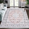 Washable Non Slip Vintage Rug, Low Pile Retro Medallion Carpet, Stain Resistant Indoor Floor Mat for Living Room Bedroom - 2 of 4