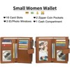 FATMOON Women's wallet - Stylish Vintage Leather RFID Wallet for Women with 3 Transparent ID Windows, 2 Zipper Pockets - 4 of 4