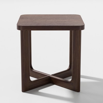 Lirago  Solid Wood Rectangular Side Table in Walnut Finish Modern Minimalist Design Multi-Functional Living Room Accent Table 24"H x 24"D x 24"W