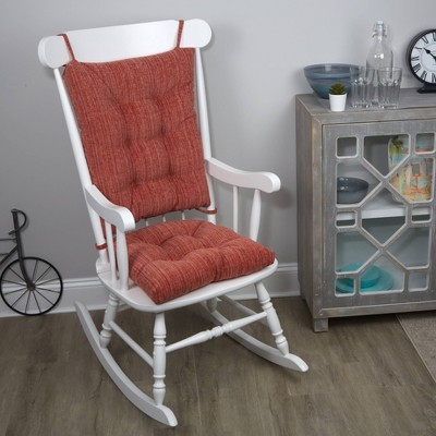 Red Polyester Non-Slip Rocking Chair Cushion Set